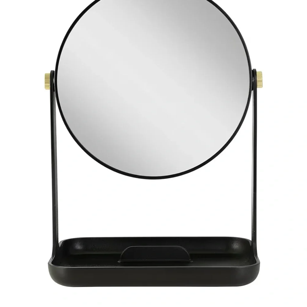 Round Makeup Mirror with 5X/1X and Organizer Tray